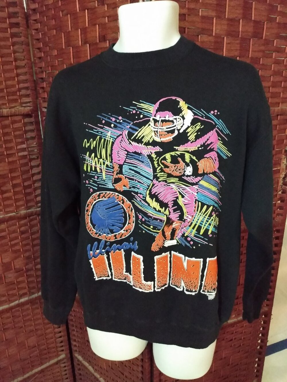 Vintage 90s University Of Illinois Football Sweatshirt Fighting Illini Large